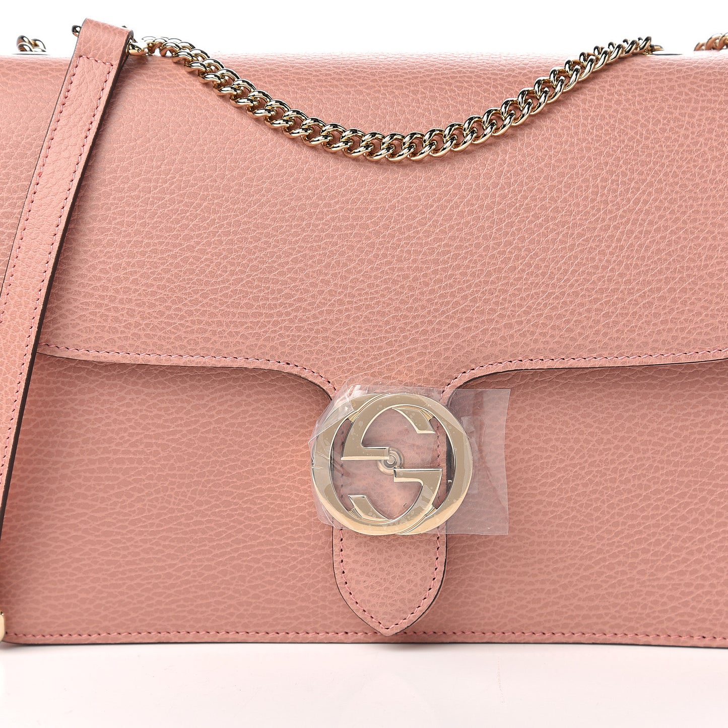 Dollar Calfskin Interlocking G Shoulder Bag Soft Pink