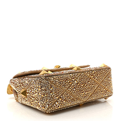 Valentino Garavani Crystal Suede Medium Roman Stud Shoulder Bag Antique Brass 4 of 10