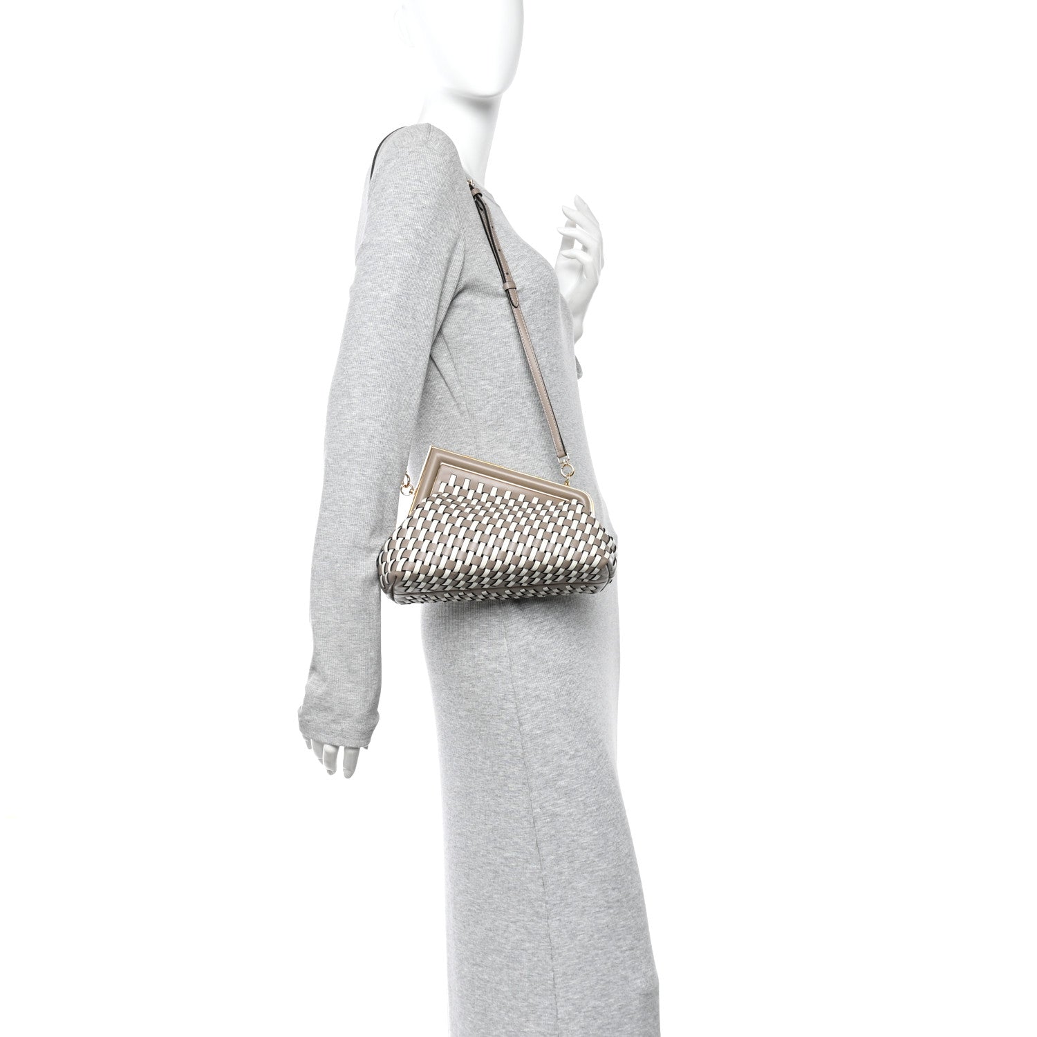Fendi Vitello Grace Intreccio Small Fendi First Tortora White Rice 2 of 11