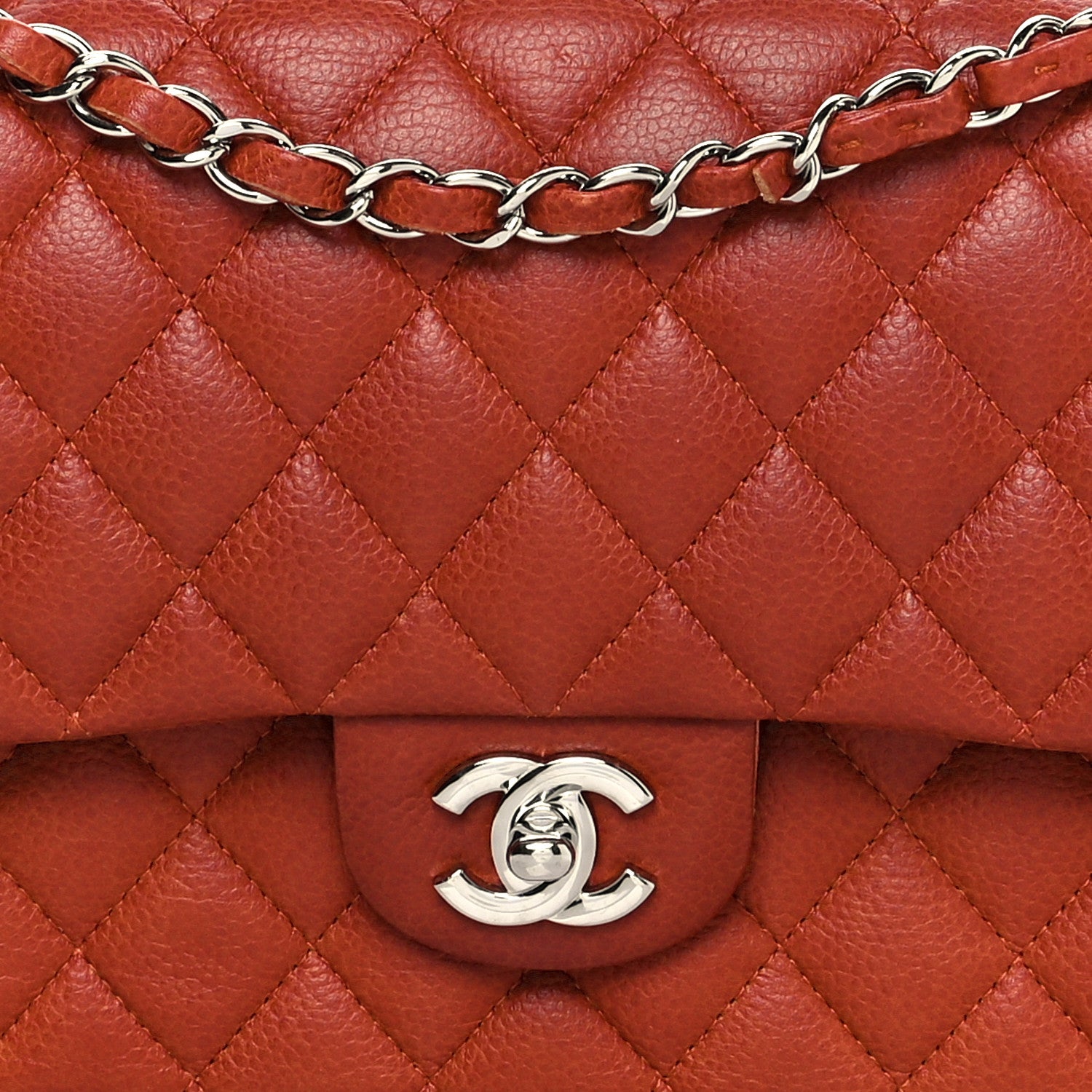 Chanel Caviar Quilted Medium Double Flap Red 8 of 10