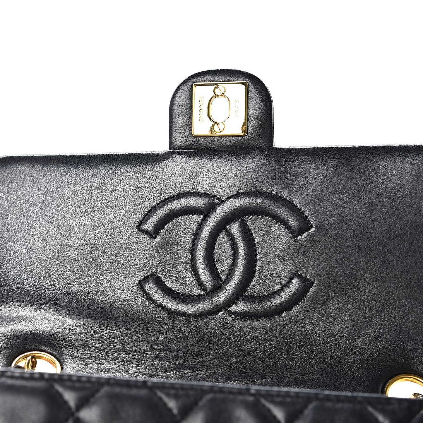 Lambskin Quilted Mini Square Flap Black