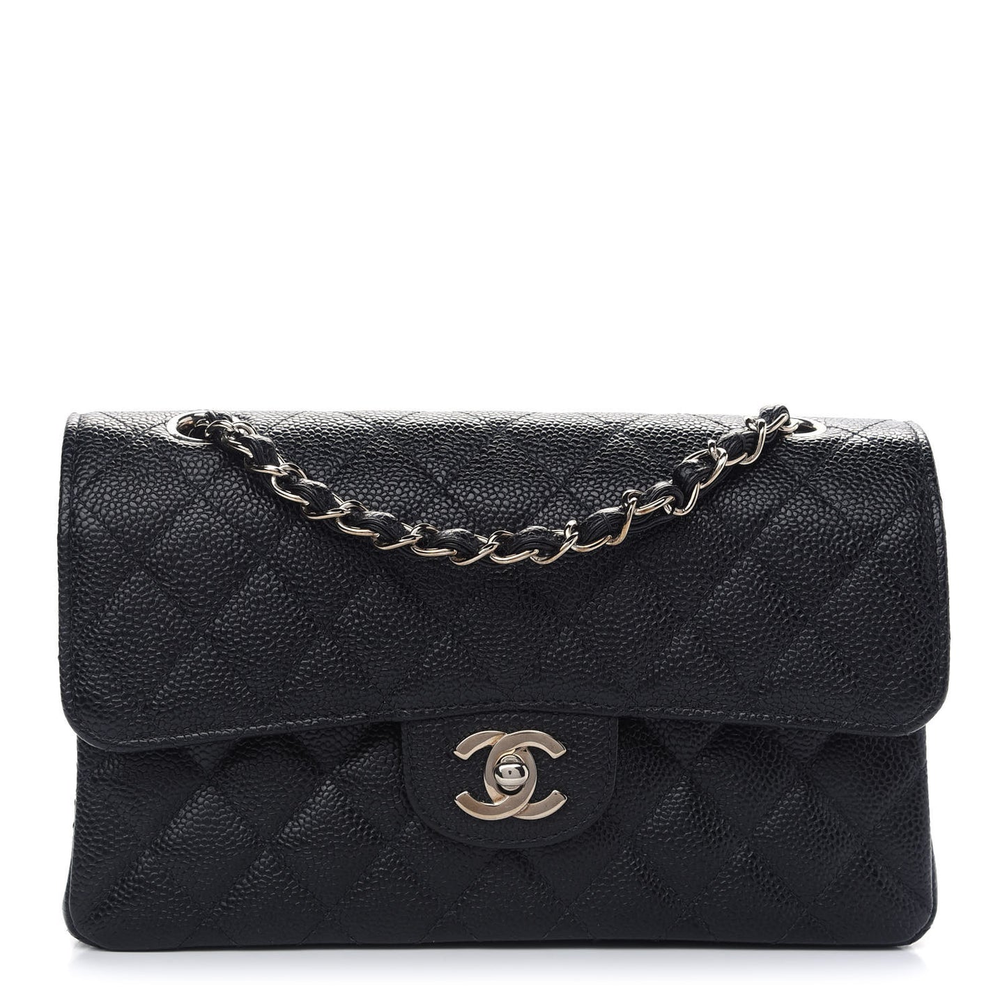 Caviar Quilted Small Double Flap Black