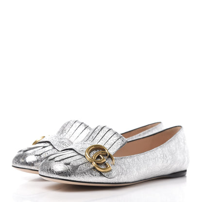 Gucci Galassia GG Marmont Fringe Flats 37 Argento 3 of 9