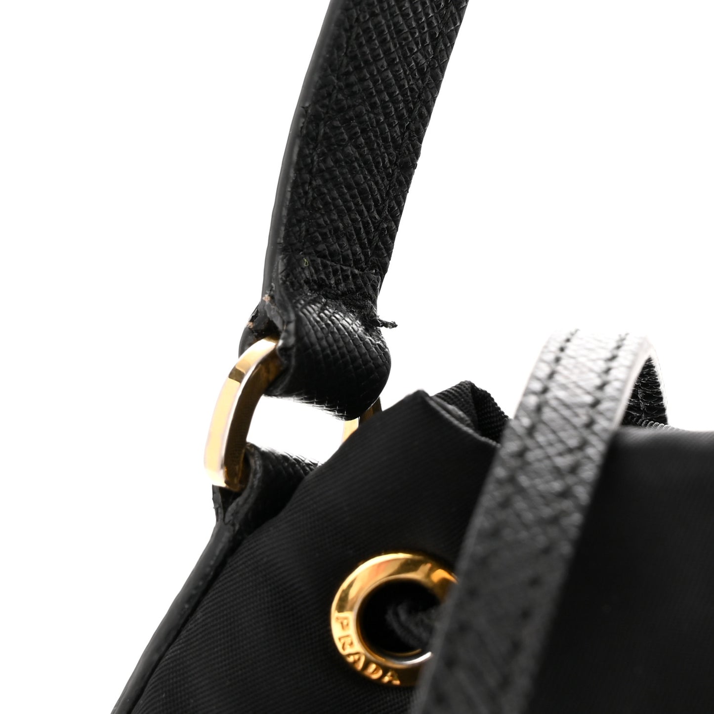 Saffiano Tessuto Nylon Mini Bucket Crossbody Bag Black