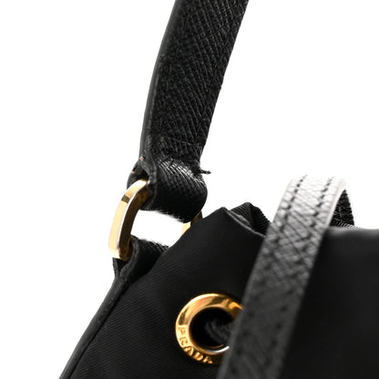 Prada Saffiano Tessuto Nylon Mini Bucket Crossbody Bag Black 10 of 11