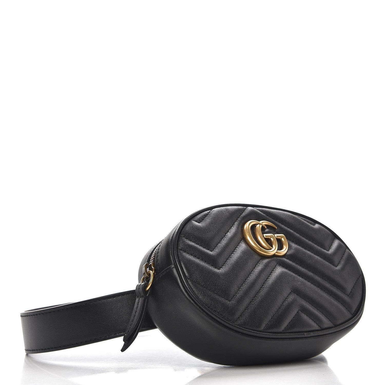 Gucci Calfskin Matelasse GG Marmont Belt Bag 75 30 Black 5 of 8