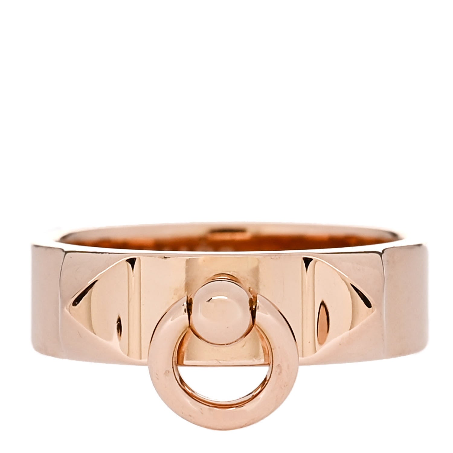 Hermes 18K Rose Gold PM Collier De Chien Ring 48 4.5 1 of 4