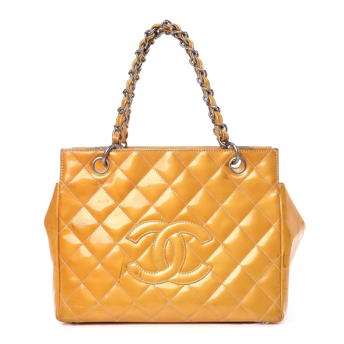 Patent Quilted Petit Timeless Tote PTT Yellow