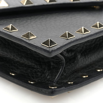 Valentino Garavani Pebbled Calfskin Rockstud Envelope Wallet on Chain Black 8 of 9