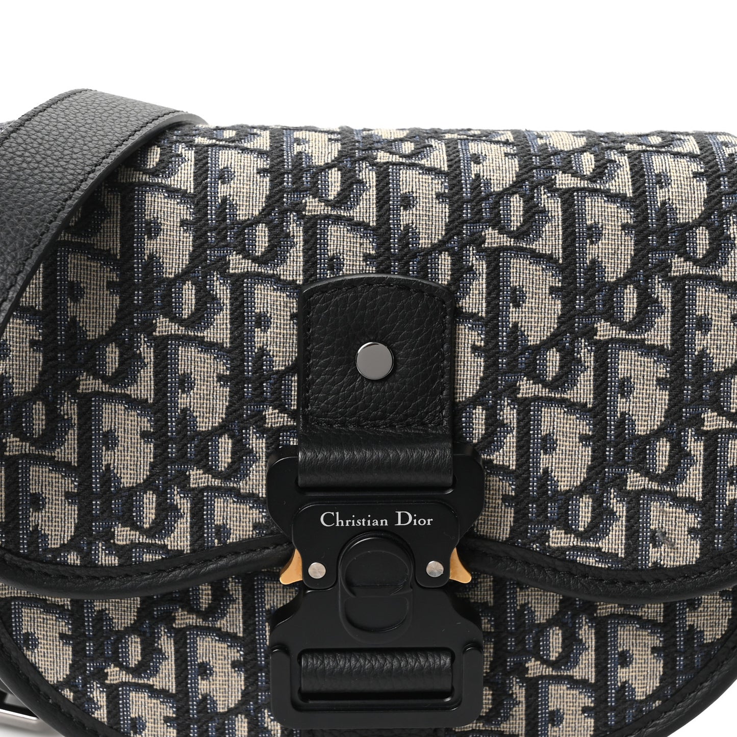 Oblique Grained Calfskin Mini Gallop Bag With Strap Black Beige