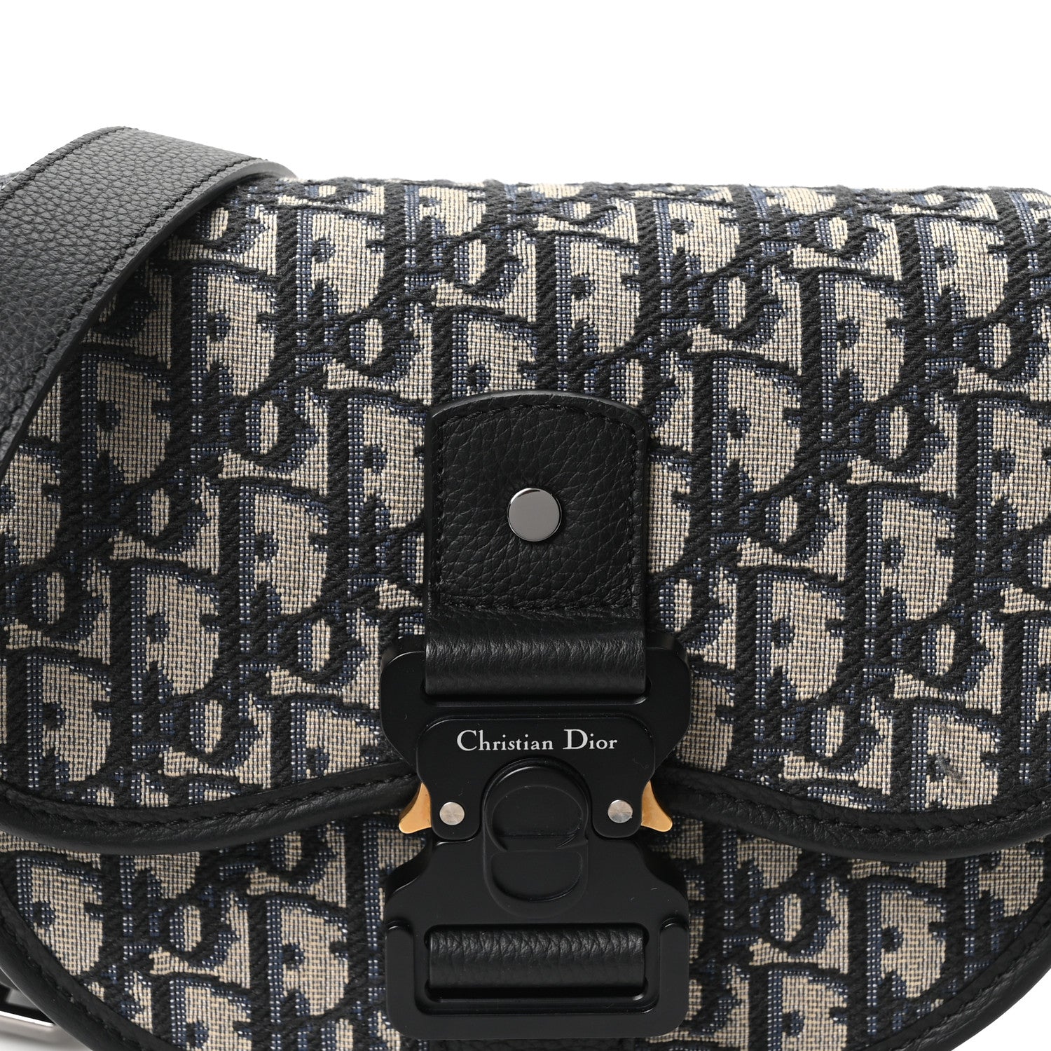 Christian Dior Oblique Grained Calfskin Mini Gallop Bag With Strap Black Beige 8 of 10