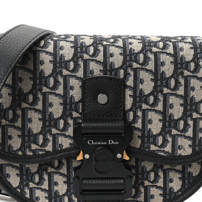 Christian Dior Oblique Grained Calfskin Mini Gallop Bag With Strap Black Beige 8 of 10