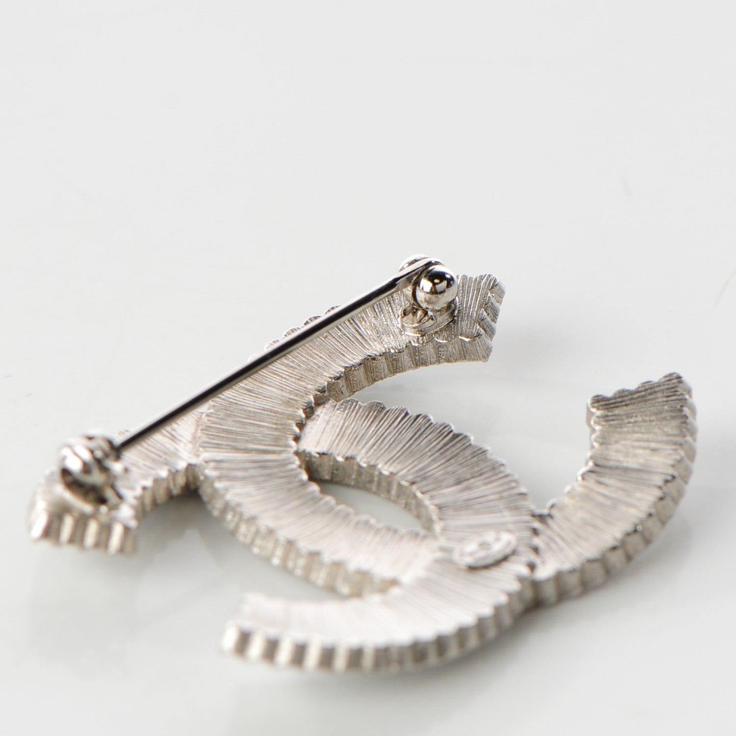 Chanel Crystal Glass CC Brooch Silver 3 of 5