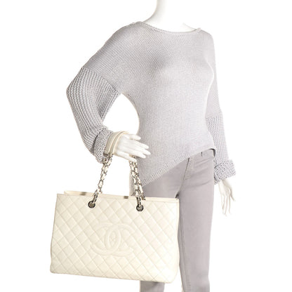 Chanel Caviar Quilted XL Grand Shopping Tote GST White 2 of 7
