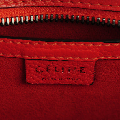 Celine Drummed Calfskin Nano Luggage Vermillion 9 of 11