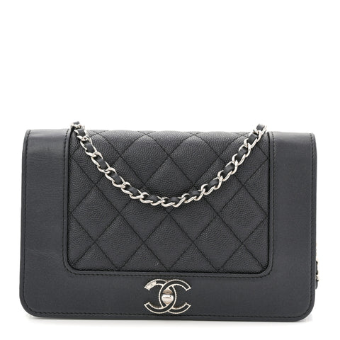 Caviar Quilted Vintage Mademoiselle Wallet On Chain WOC Black