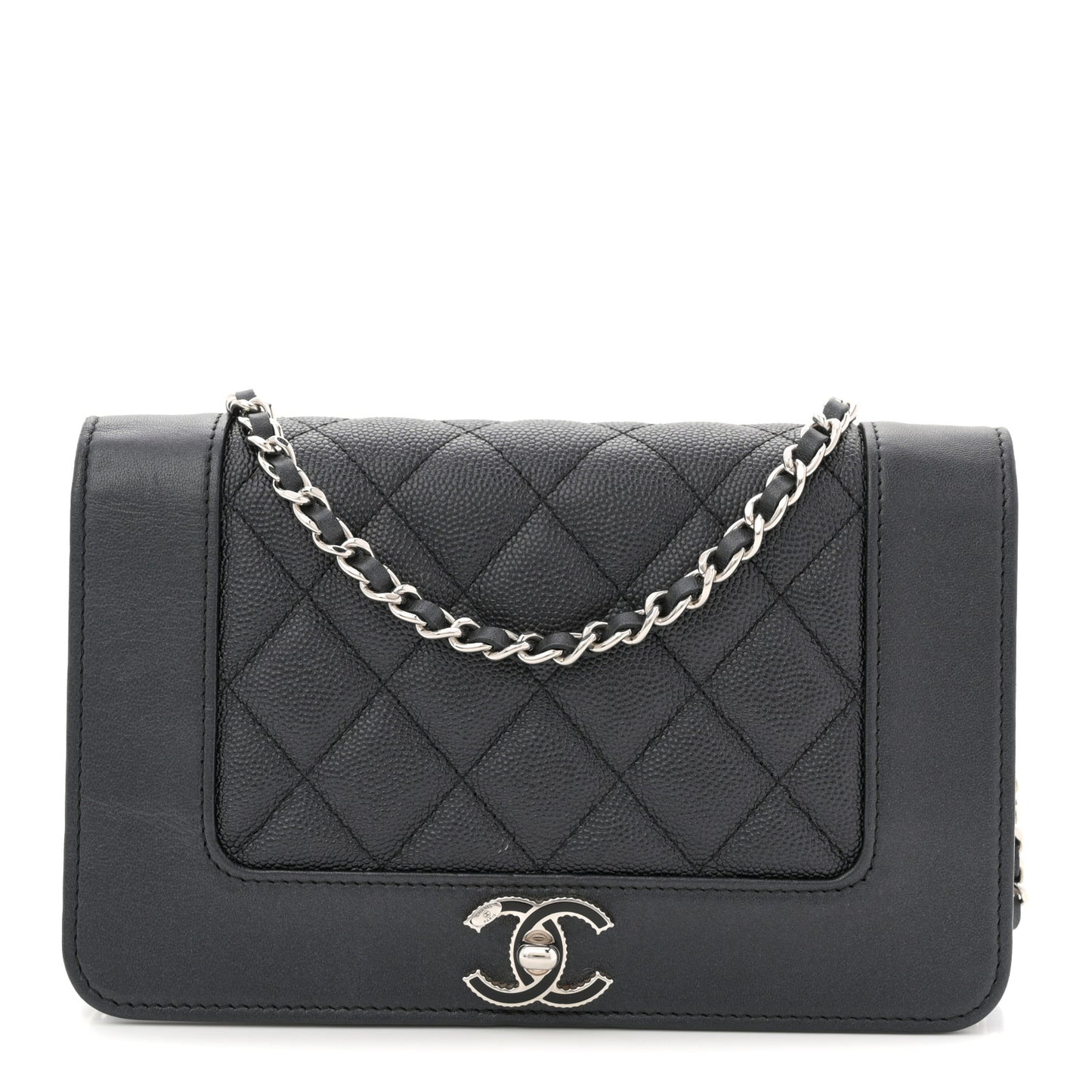 Caviar Quilted Vintage Mademoiselle Wallet On Chain WOC Black
