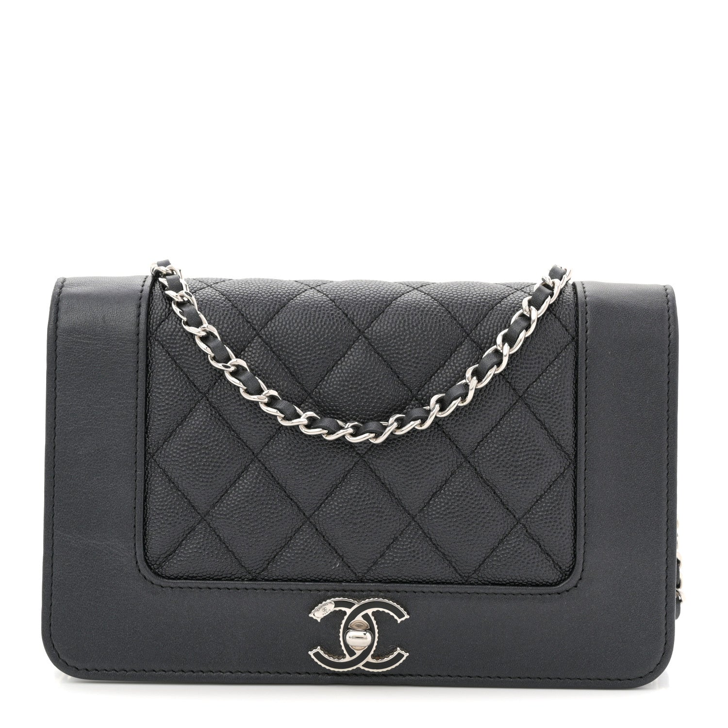 Chanel Caviar Quilted Vintage Mademoiselle Wallet On Chain WOC Black 1 of 11