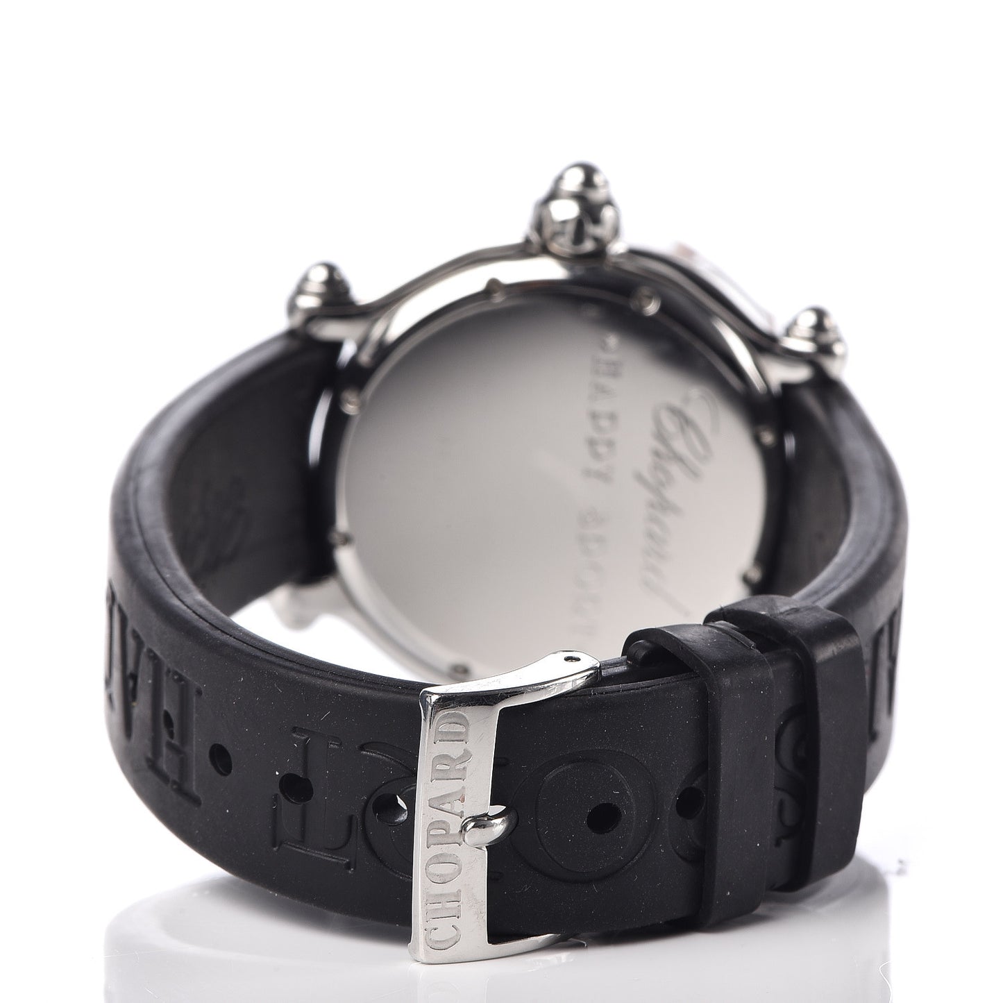 Stainless Steel Rubber Diamond 38mm Happy Sport Fish Quartz Watch Black