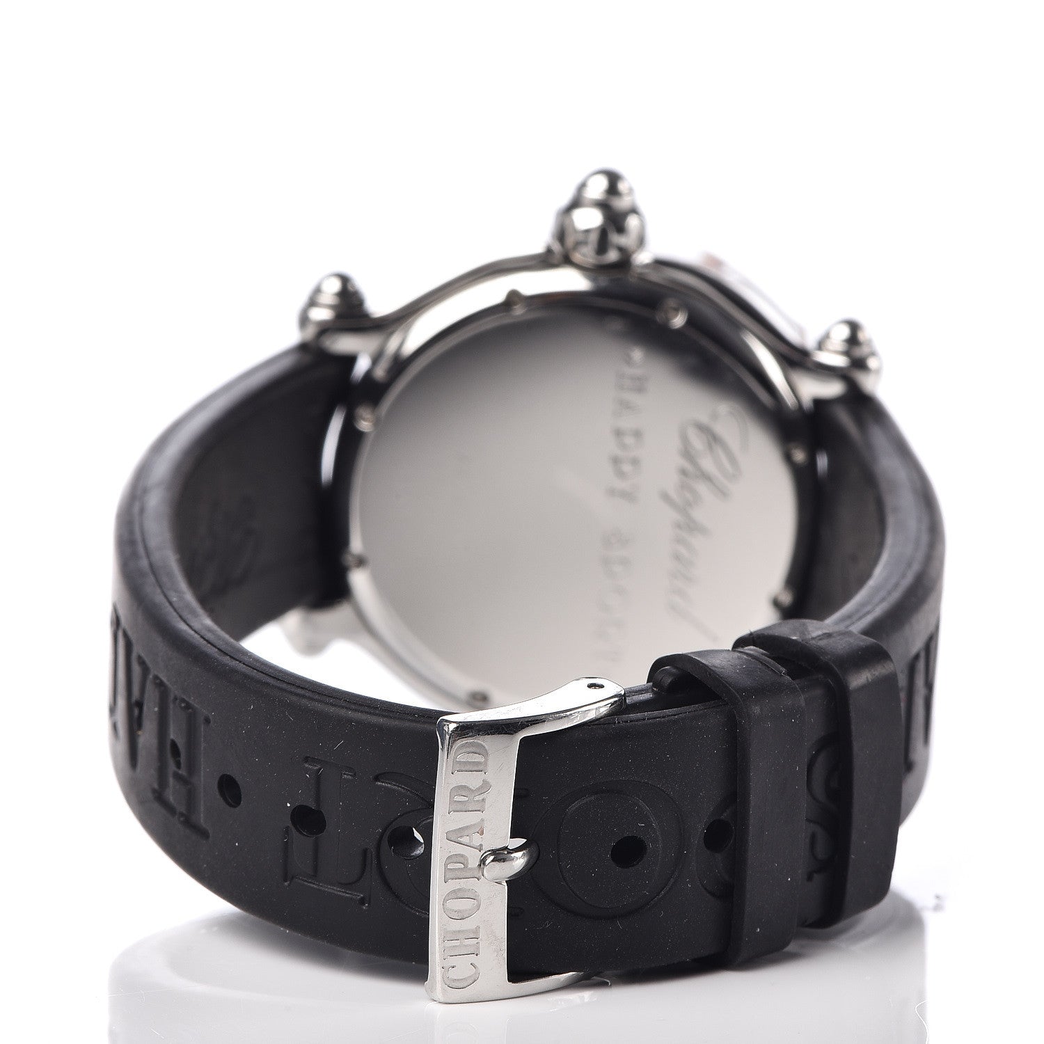 Chopard Stainless Steel Rubber Diamond 38mm Happy Sport Fish Quartz Watch Black 4 of 7