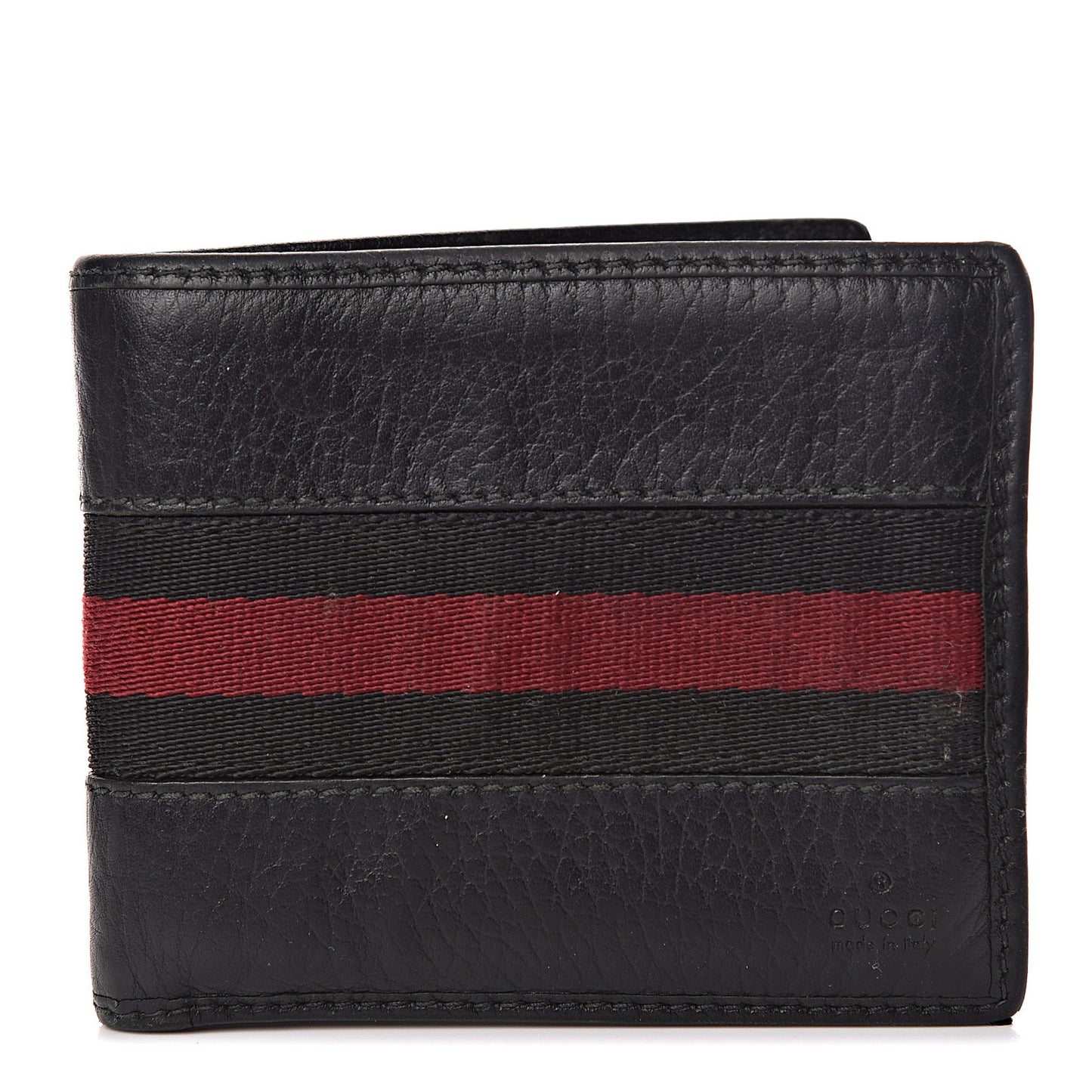 Calfskin Web Bi-Fold Wallet Black