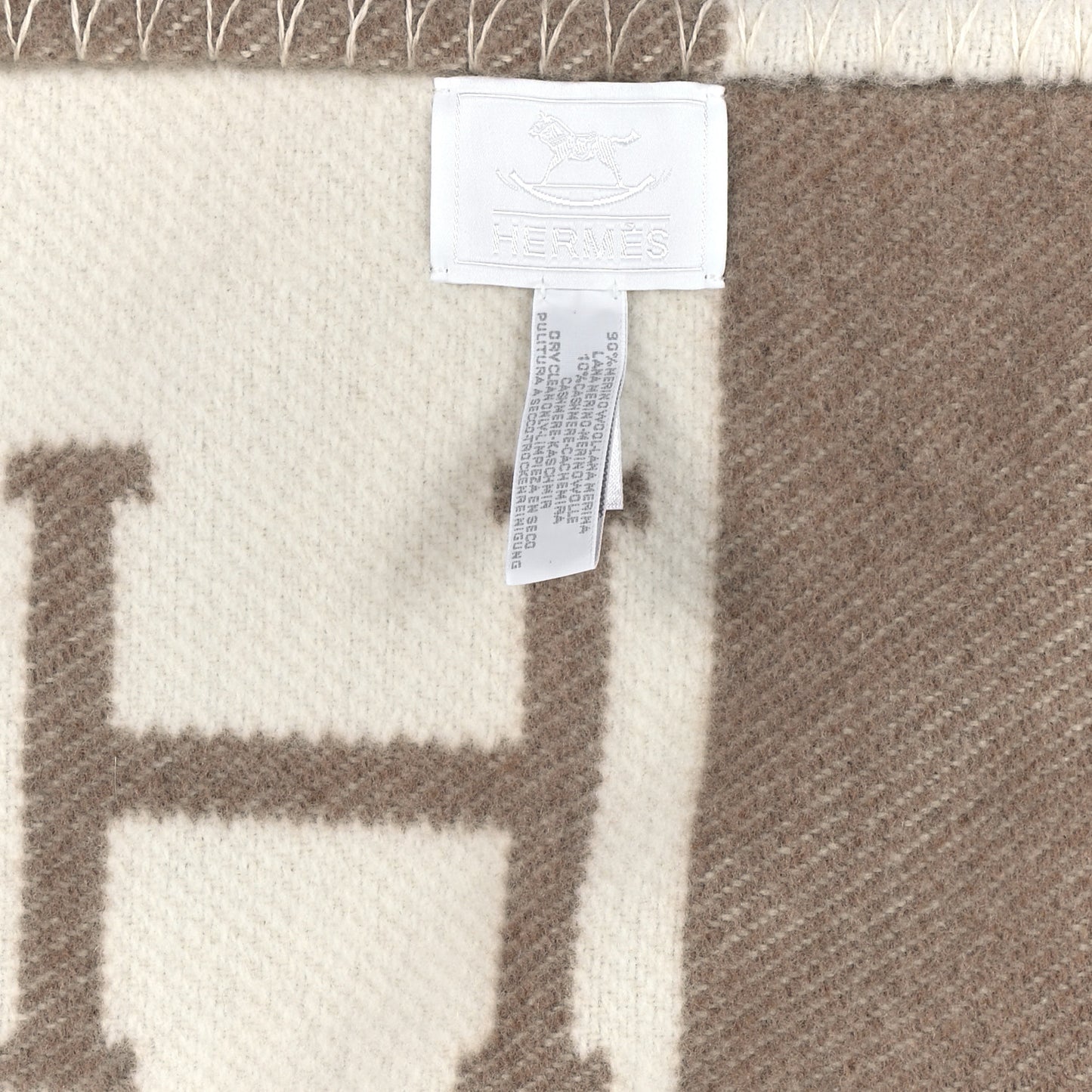 Wool Cashmere Avalon Baby Blanket Noisette Moyen White