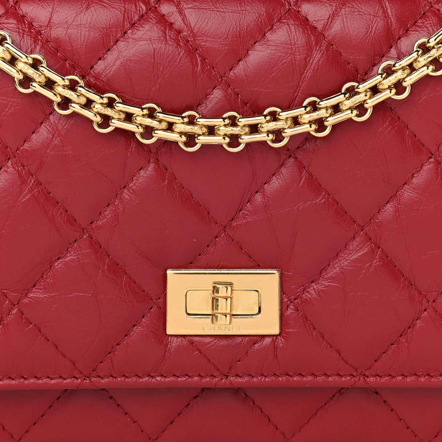 Aged Calfskin Quilted Reissue Wallet On Chain WOC Red