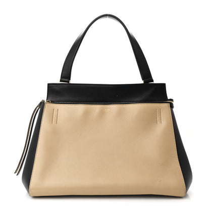 Celine Smooth Calfskin Medium Bi-Color Edge Shoulder Bag Black Beige 1 of 11