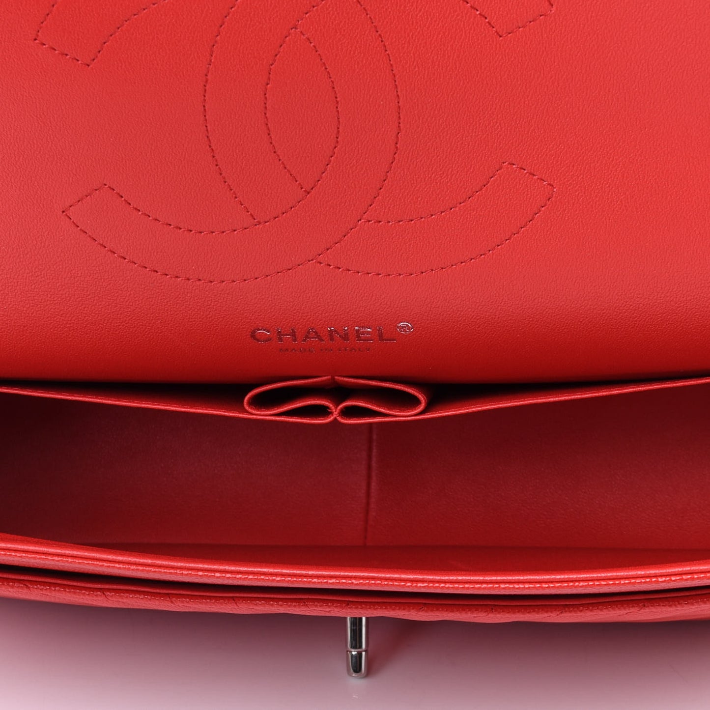 Caviar Chevron Quilted Jumbo Double Flap Dark Red