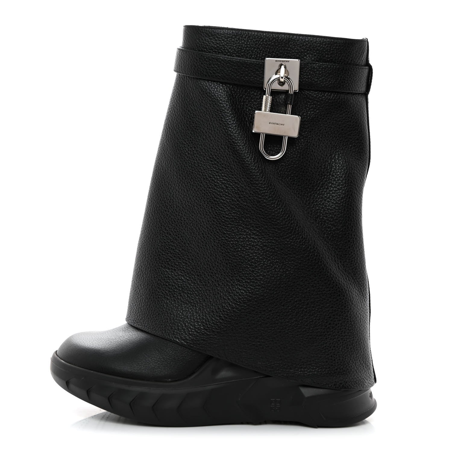 Givenchy Grained Calfskin Shark Lock Biker Ankle Boots 41 Black 1 of 7