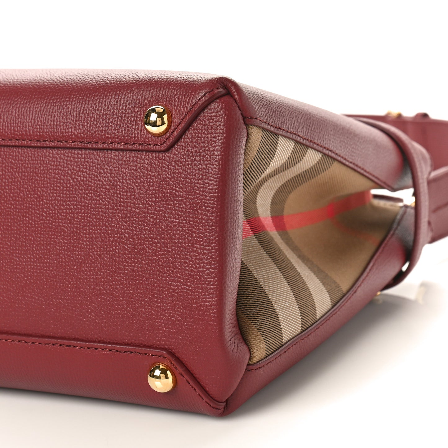 Grainy Calfskin House Check Medium Banner Tote Mahogany Red