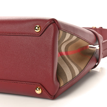 Burberry Grainy Calfskin House Check Medium Banner Tote Mahogany Red 9 of 9