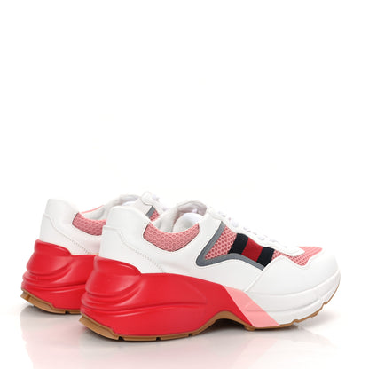 Gucci Lavaredo Eco Fabric Mesh Web Womens Rhyton Reflective Sneakers 37 Great White Water Rose Silver 4 of 7