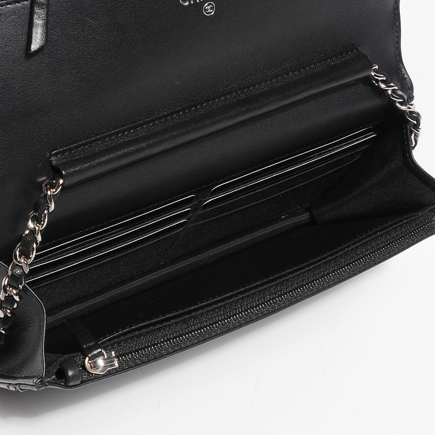 Chanel Lambskin Diamond Stitched Wallet On Chain WOC Black 4 of 8