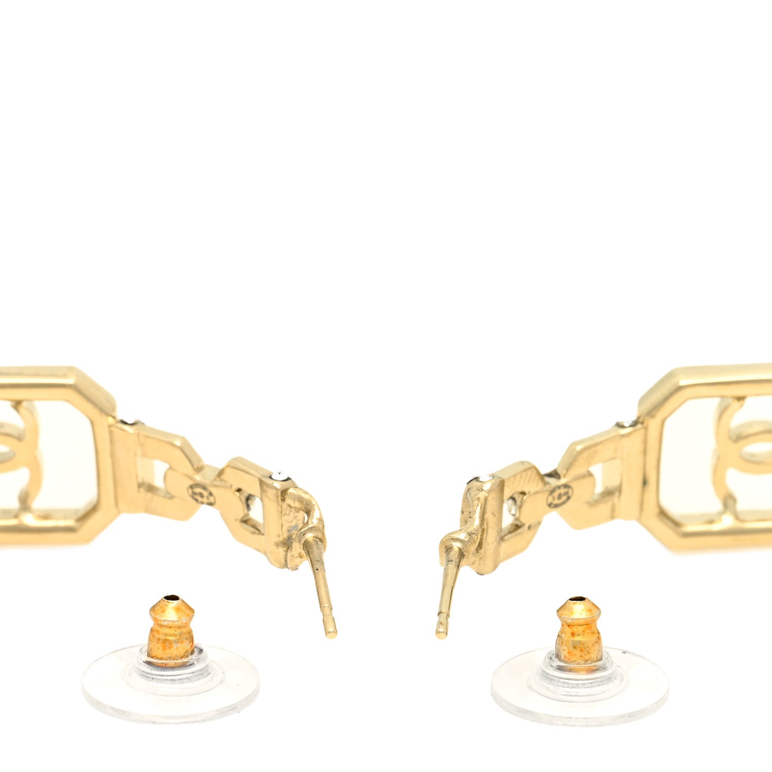 Chanel Crystal CC Vendome Hoop Earrings Gold 3 of 5