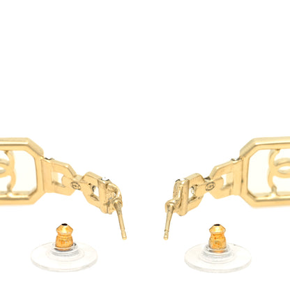 Chanel Crystal CC Vendome Hoop Earrings Gold 3 of 5