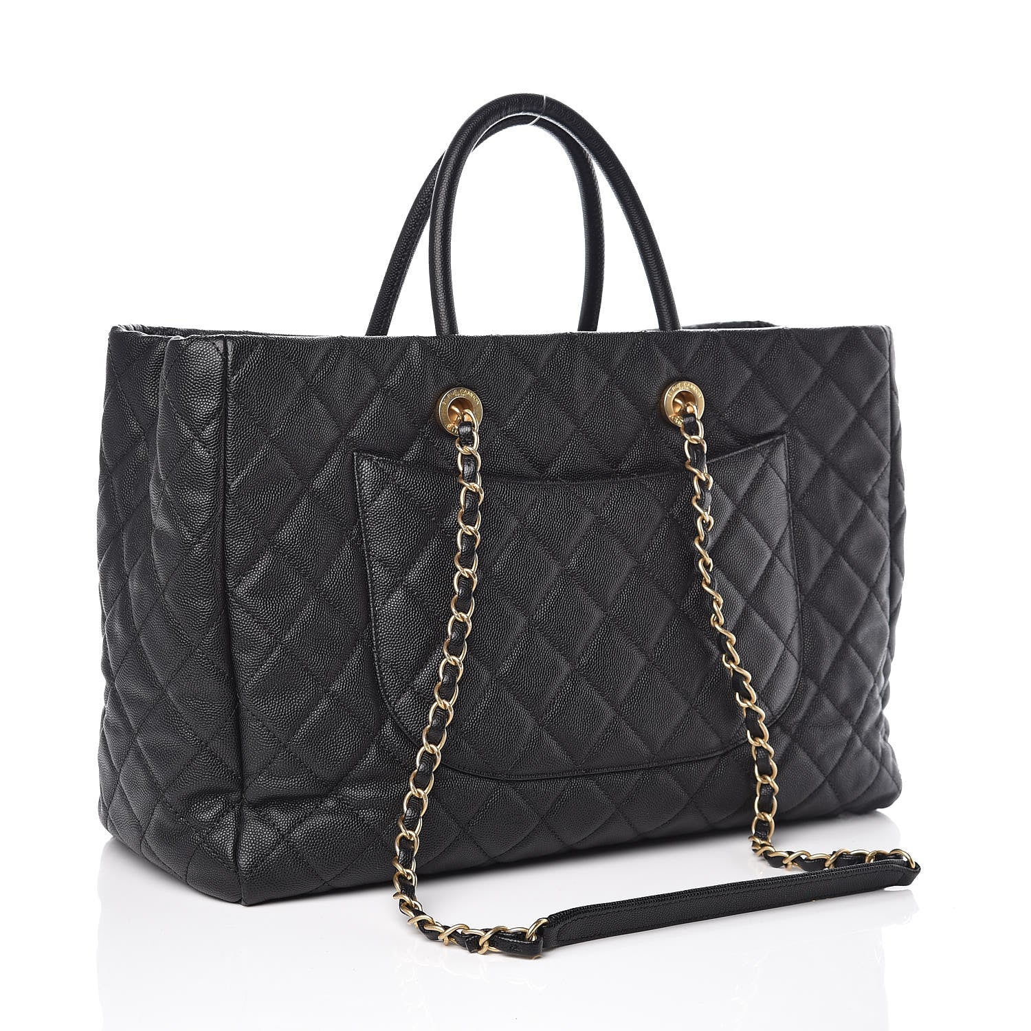 Chanel Caviar Quilted Large Coco Handle Shopping Tote Black 3 of 8