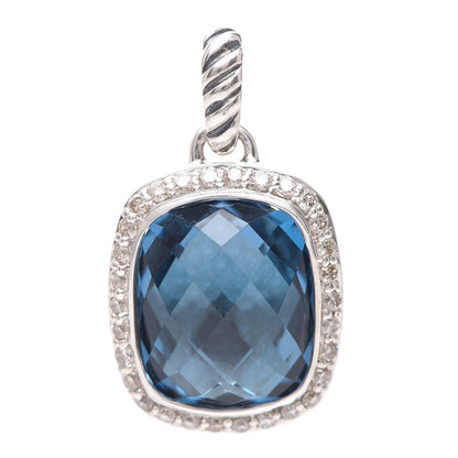 David Yurman Sterling Silver Diamond Blue Topaz Noblesse Enhancer Pendant 1 of 3