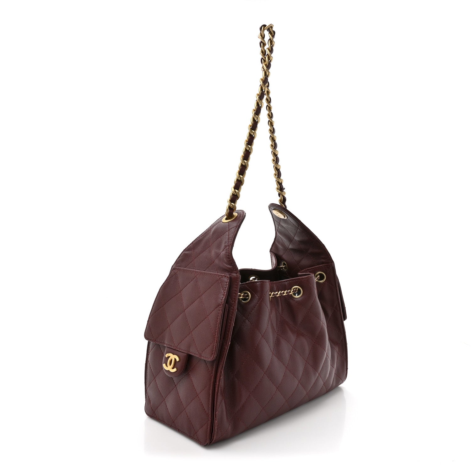 Chanel Caviar Quilted Small Chanel 25 Handbag Burgundy 3 of 15