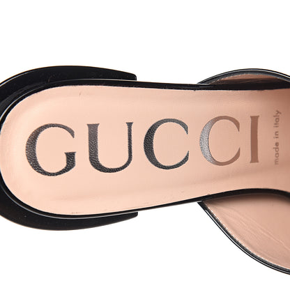 Gucci Patent Lexi Horsebit Mid-Heel Slide Sandals 40 Black 7 of 9