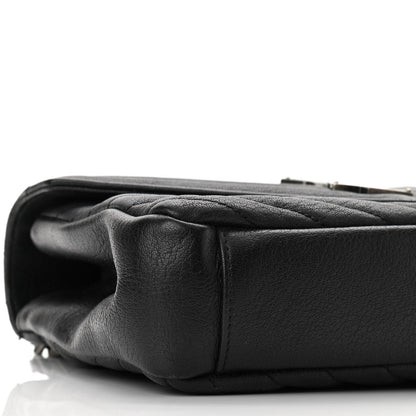 Saint Laurent Sheepskin Matelasse Chevron Monogram Medium College Bag Asphalt 7 of 9