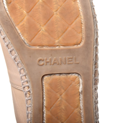 Chanel Lambskin CC Espadrilles 39 Beige Black 6 of 15