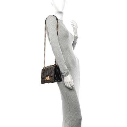 Fendi Vitello Liberty Bi-Color FF 1974 Embossed Small Kan U Shoulder Bag Maya Black 2 of 14