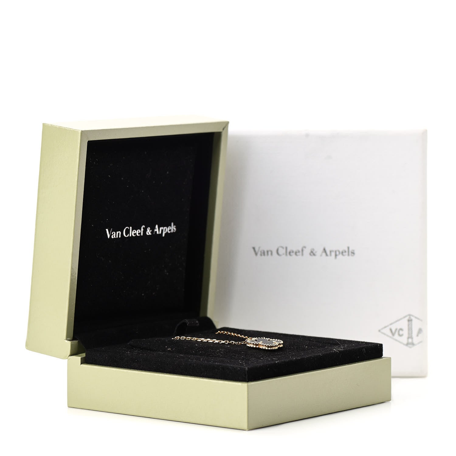 Van Cleef & Arpels 18K Yellow Gold Black Onyx Vintage Alhambra Pendant Necklace 6 of 6
