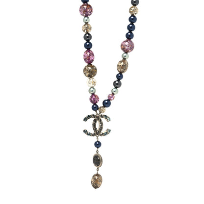 Chanel Crystal Bead CC Pendant Necklace Multicolor 1 of 5