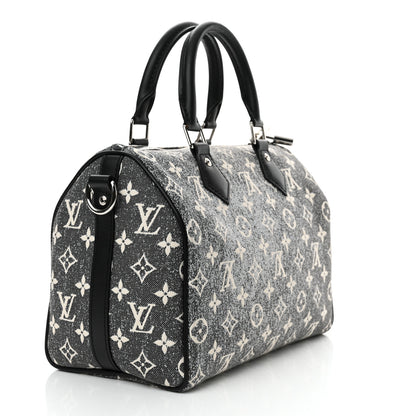 Louis Vuitton Denim Monogram Jacquard Speedy Bandouliere 25 Black 2 of 9