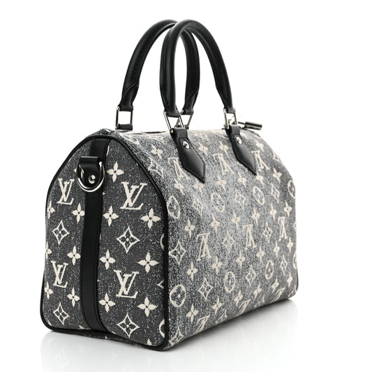 Denim Monogram Jacquard Speedy Bandouliere 25 Black
