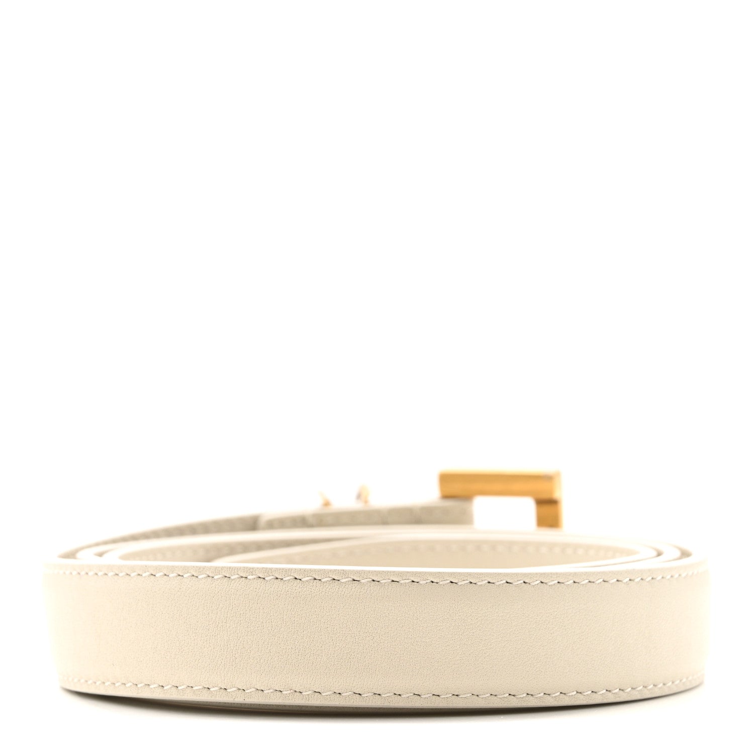 Saint Laurent Smooth Calfskin Monogram Square Buckle Belt 80 32 Crema Soft 2 of 7