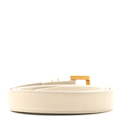 Saint Laurent Smooth Calfskin Monogram Square Buckle Belt 80 32 Crema Soft 2 of 7