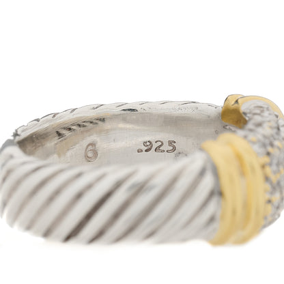 David Yurman Sterling Silver 18K Yellow Gold Diamond 8mm Metro Cable Ring 51 5.75 5 of 5